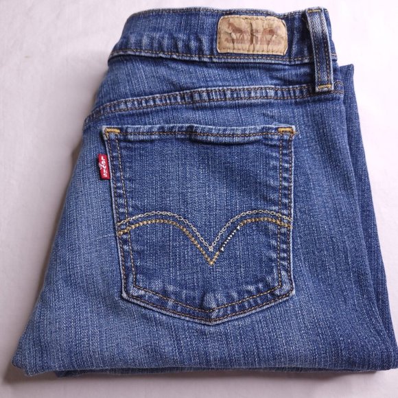 Levi's 515 Bootcut Jeans Size 12 Mid Rise Medium Wash Stretch Embellished Womens - Picture 5 of 9